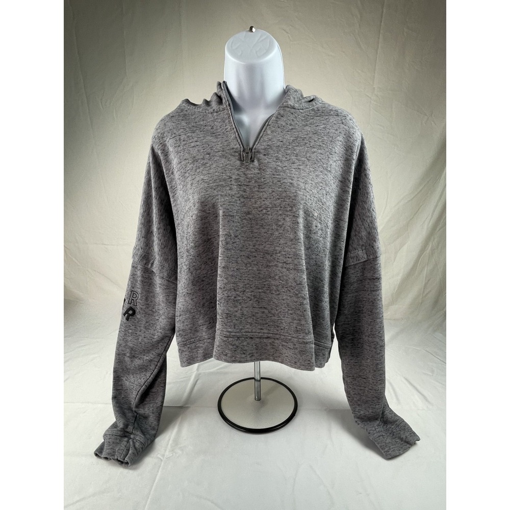 UNDER ARMOUR WOMENS GRAY HEATHER 1/4 ZIP PULLOVER HOODIE OVERSIZED XL ACTIVEWEAR